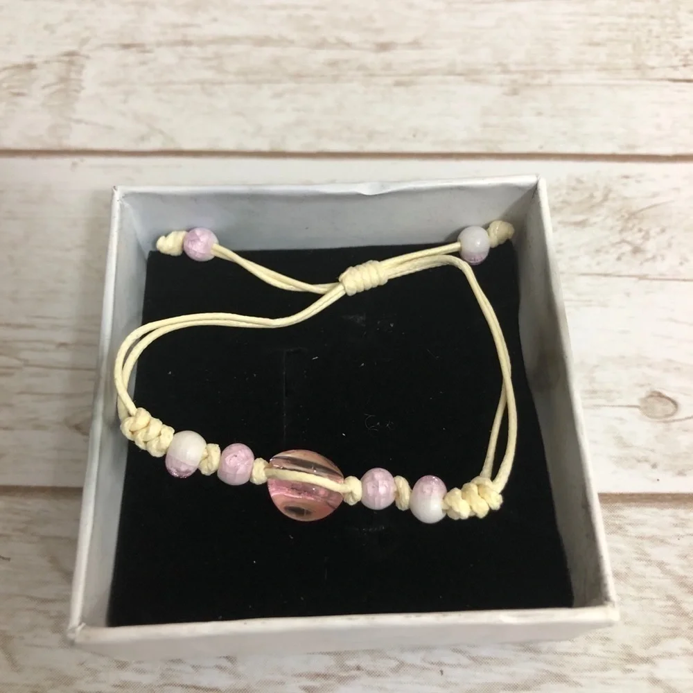 Encapsulated Dried Flower Charm Handmade Adjustable Bracelet